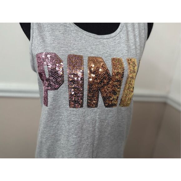 PINK Victoria’s Secret Sequin Ombré Logo Tank Top Size XS - Picture 3 of 6